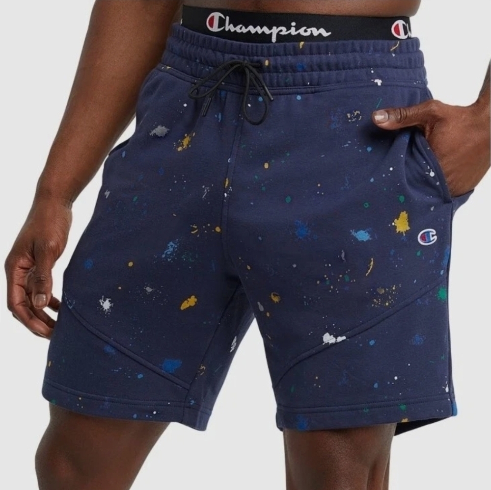 Champion Navy‎ Blue Paint-Splatter Athletic Drawstring Shorts